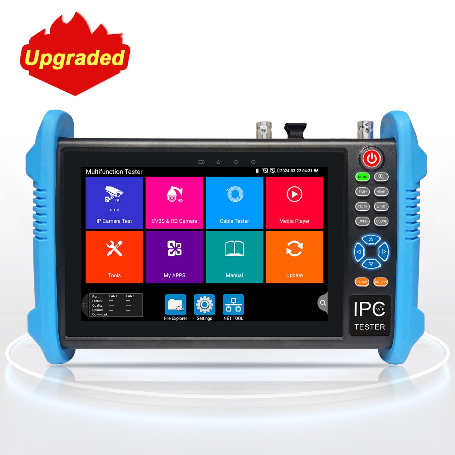 WANLUTECH CCTV Tester, 8K 32MP IP Camera Tester Support CVBS Camera Test HDMI Out Rj45 TDR Cable Test SFP PoE WiFi (IPC-9800 Pro)