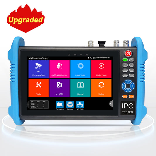 WANLUTECH Upgraded 8K IP Camera Tester, CCTV Tester 7 inch Touchscreen 8MP TVI CVI AHD SDI CVBS Camera Tester RJ45 Cable Tester SFP PoE Network Tools RS485 WiFi HDMI I/O VGA in (IPC-9800ADHS Pro)
