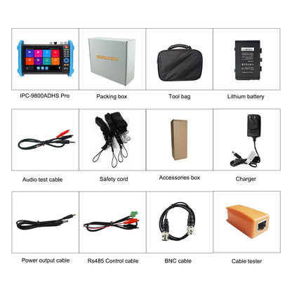 WANLUTECH Upgraded 8K IP Camera Tester, CCTV Tester 7 inch Touchscreen 8MP TVI CVI AHD SDI CVBS Camera Tester RJ45 Cable Tester SFP PoE Network Tools RS485 WiFi HDMI I/O VGA in (IPC-9800ADHS Pro)