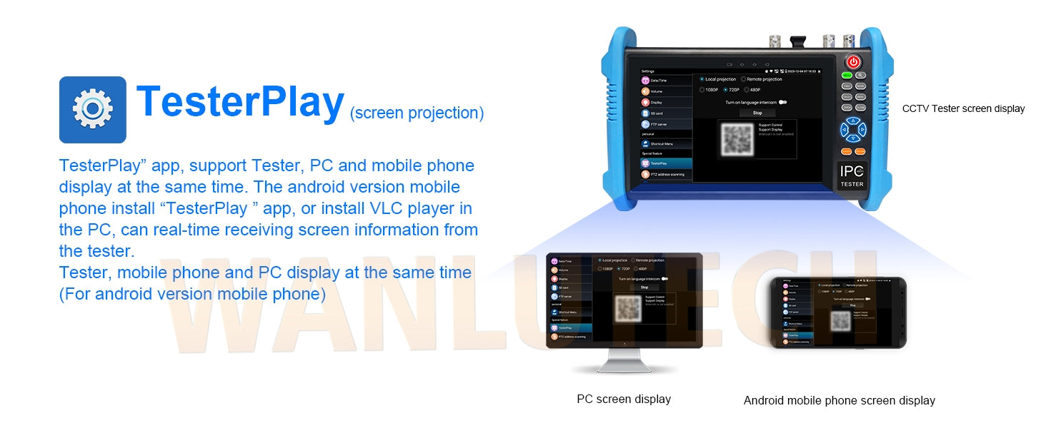 WANLUTECH CCTV Tester Essential Tool for Surveillance Camera Cable Network Testing IPC-9800ADHS Pro