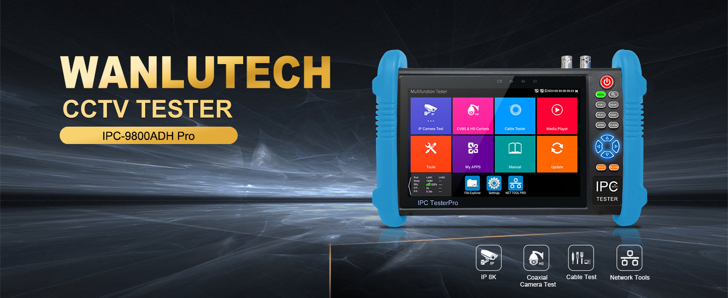 WANLUTECH CCTV Tester Essential Tool for Surveillance Camera Cable Network Testing IPC-9800ADH Pro