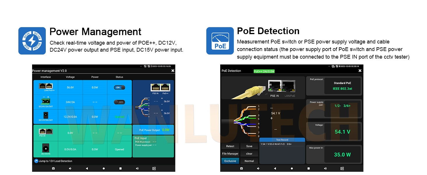 WANLUTECH CCTV Tester Essential Tool for Surveillance Camera Cable Network Testing IPC-9800ADH Pro
