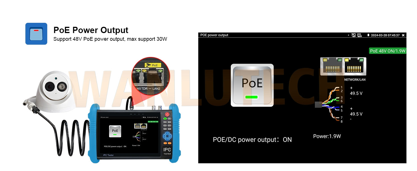 WANLUTECH CCTV Tester Essential Tool for Surveillance Camera Cable Network Testing IPC-9800ADH Pro