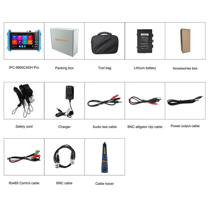 WANLUTECH Upgraded 8K IP Camera Tester, CCTV Tester 7 inch Touchscreen 8MP TVI CVI AHD CVBS Camera Tester Cable Tracer RJ45 Cable TDR Test PoE SFP Network Tools RS485 WiFi HDMI VGA (IPC-9800CADH Pro)