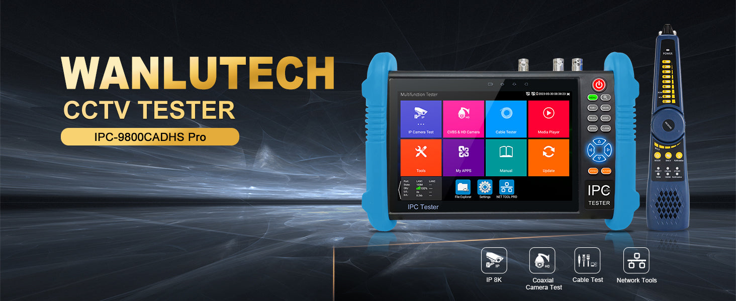 WANLUTECH CCTV Tester Essential Tool for Surveillance Camera Cable Network Testing IPC-9800CADHS Pro
