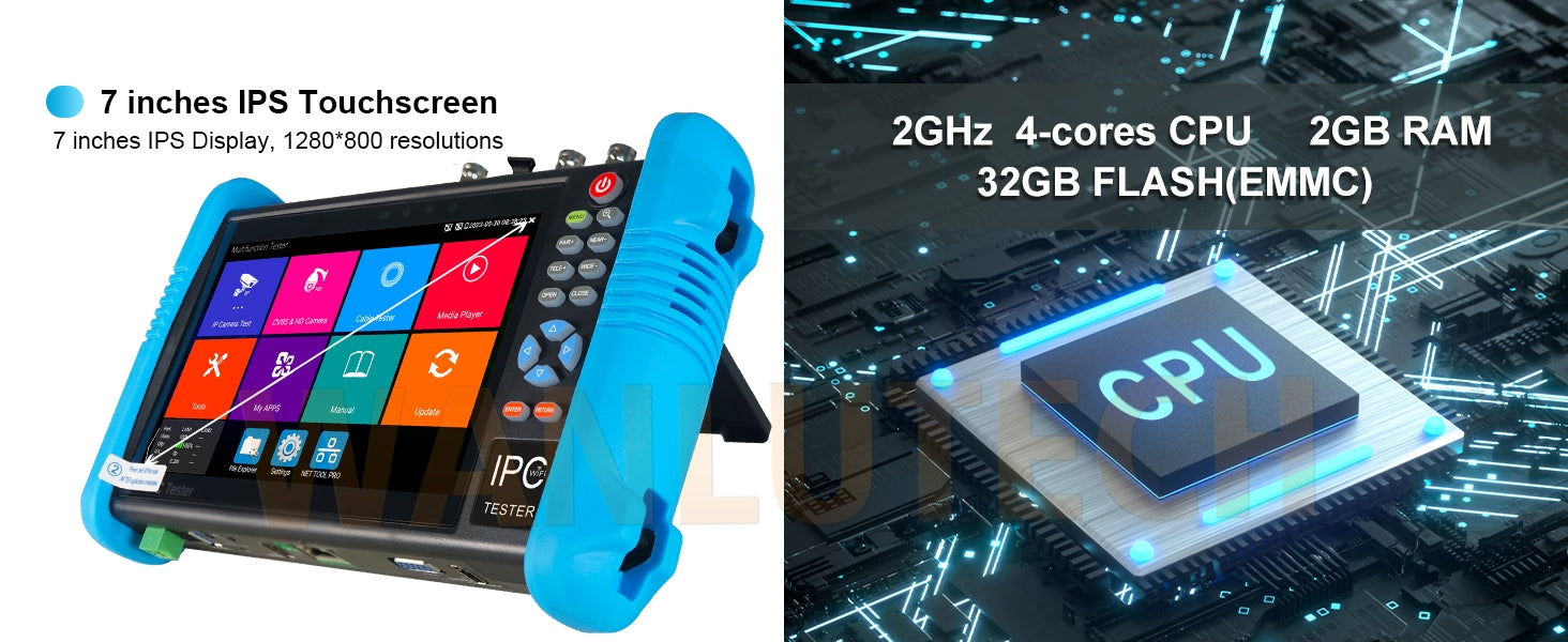 WANLUTECH CCTV Tester Essential Tool for Surveillance Camera Cable Network Testing IPC-9800CADHS Pro