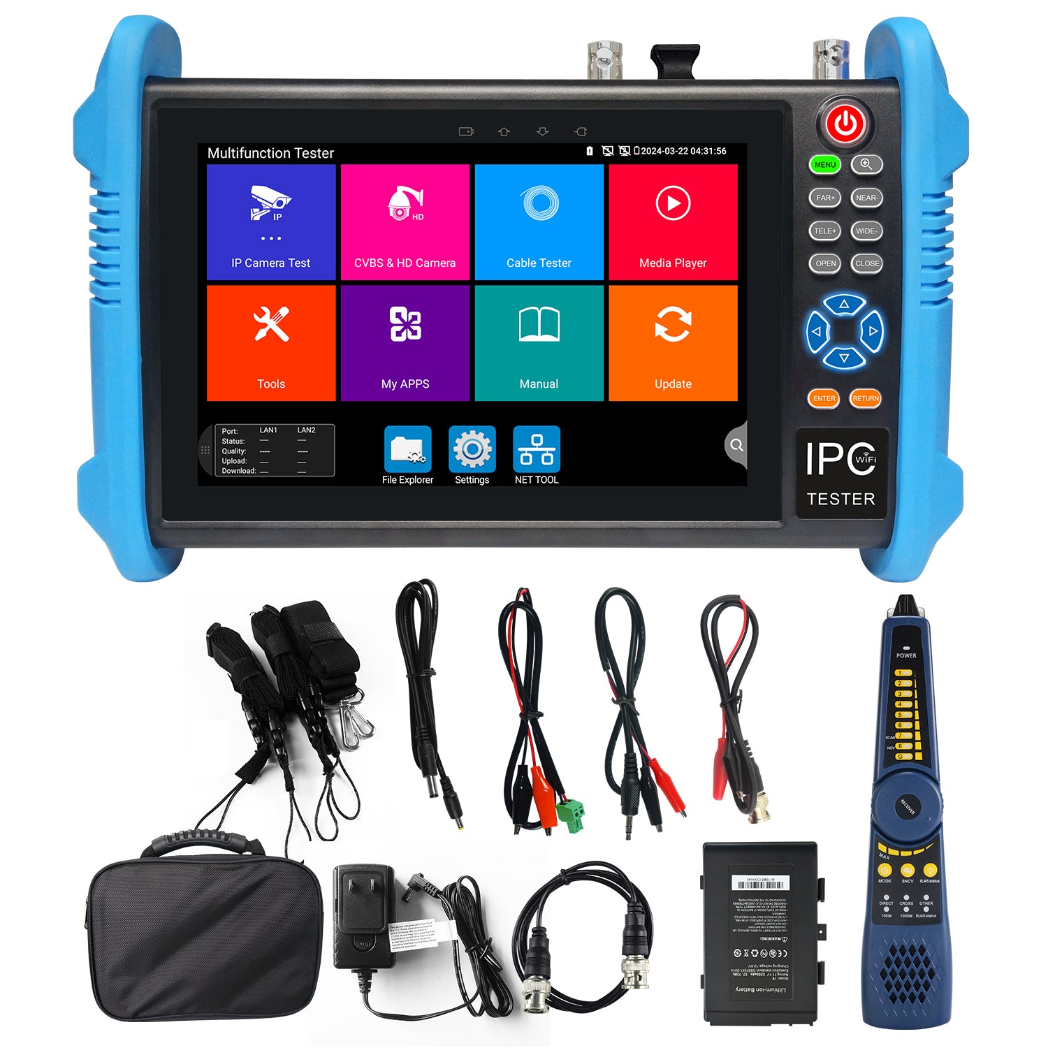 WANLUTECH CCTV Tester Essential Tool for Surveillance Camera Cable Network Testing IPC-9800CADH Pro