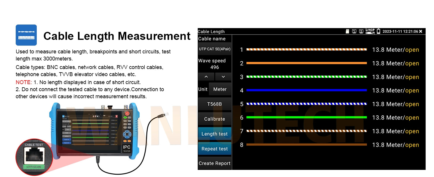 WANLUTECH CCTV Tester Essential Tool for Surveillance Camera Cable Network Testing IPC-9800CADH Pro
