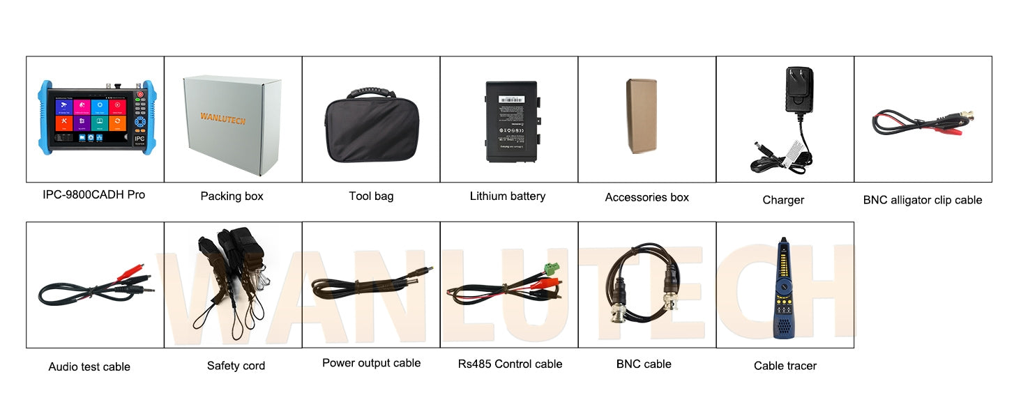 WANLUTECH CCTV Tester Essential Tool for Surveillance Camera Cable Network Testing IPC-9800CADH Pro