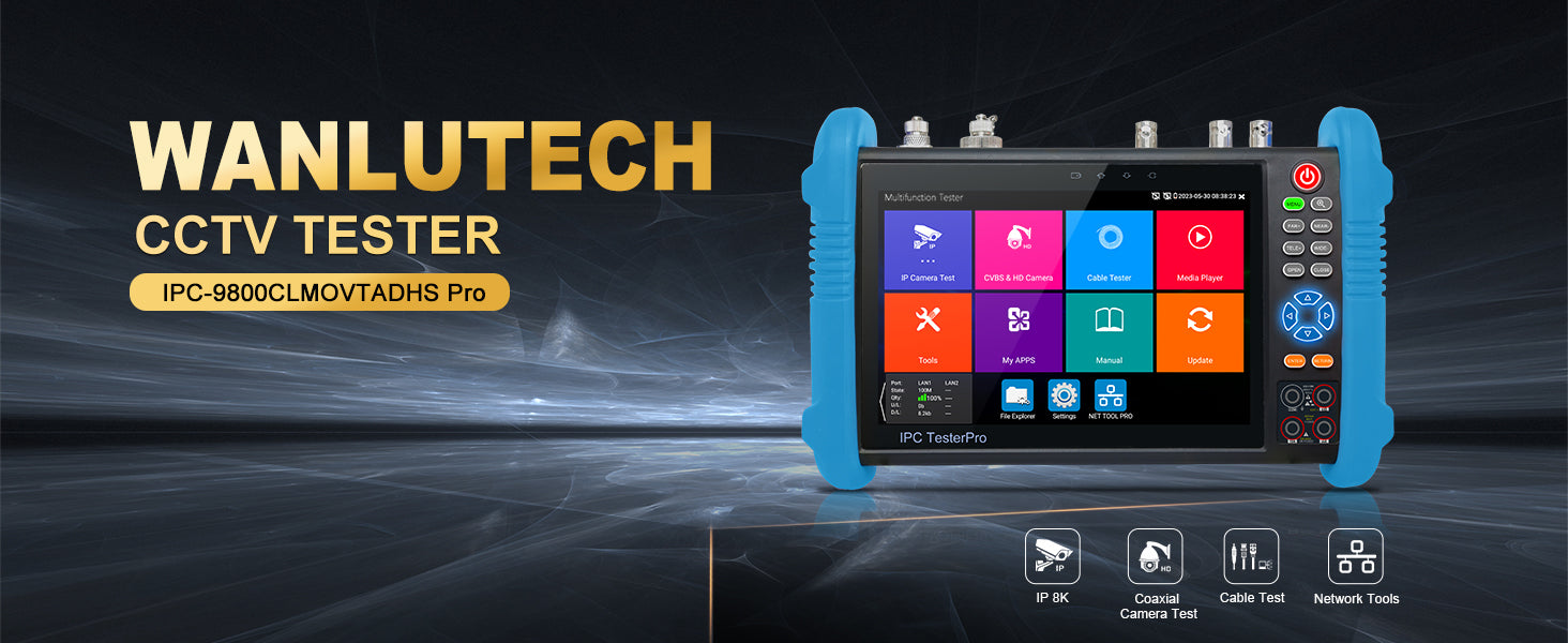 WANLUTECH CCTV Tester Essential Tool for Surveillance Camera Cable Network Testing IPC-9800CLMOVTADHS Pro