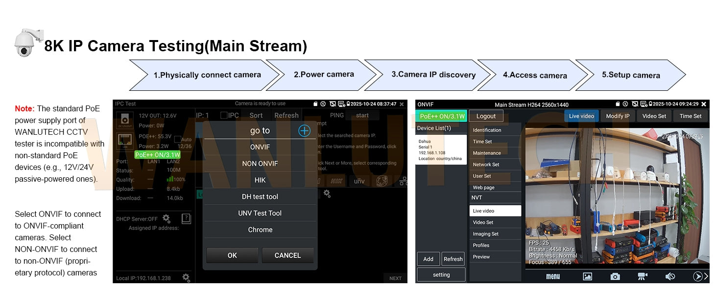 WANLUTECH CCTV Tester Essential Tool for Surveillance Camera Cable Network Testing IPC-9800CLMOVTADHS Pro