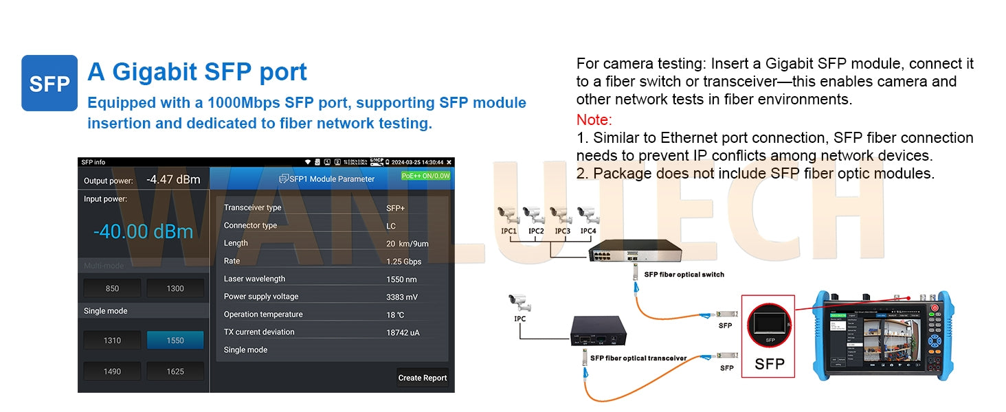 WANLUTECH CCTV Tester Essential Tool for Surveillance Camera Cable Network Testing IPC-9800CLMOVTADHS Pro