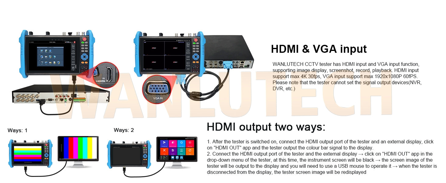 WANLUTECH CCTV Tester Essential Tool for Surveillance Camera Cable Network Testing IPC-9800CLMOVTADHS Pro