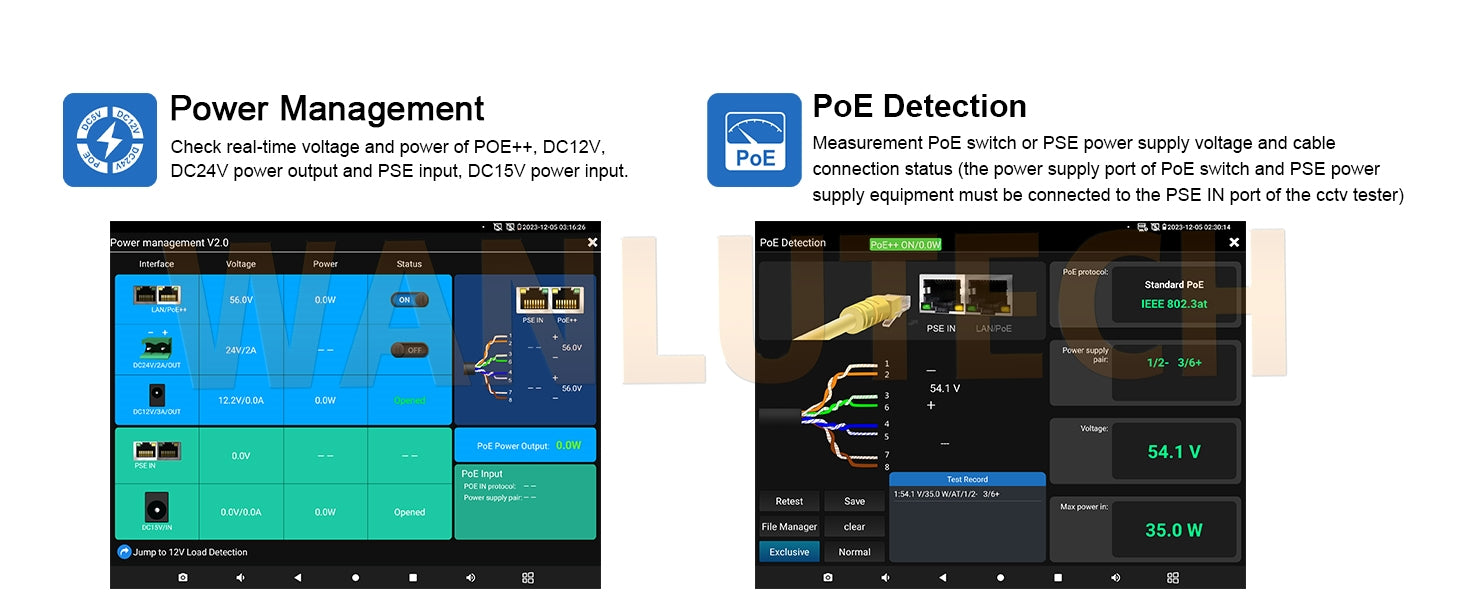 WANLUTECH CCTV Tester Essential Tool for Surveillance Camera Cable Network Testing IPC-9800CLMOVTADHS Pro