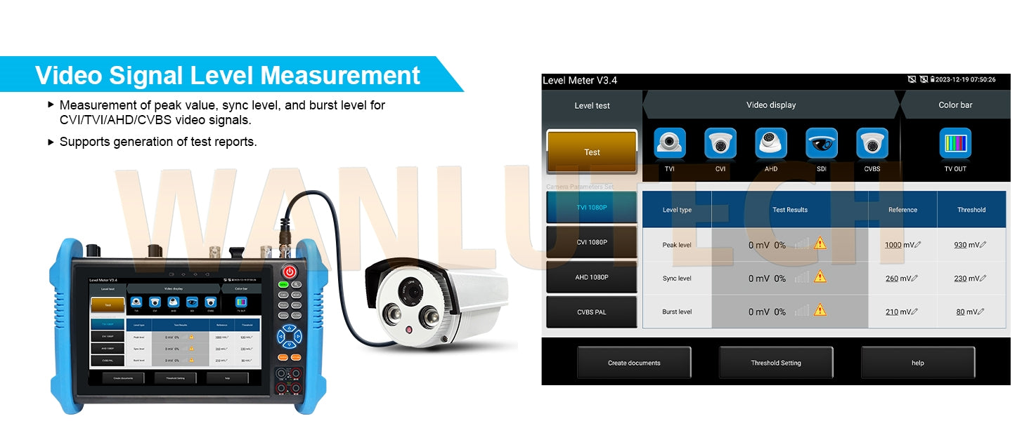 WANLUTECH CCTV Tester Essential Tool for Surveillance Camera Cable Network Testing IPC-9800CLMOVTADHS Pro