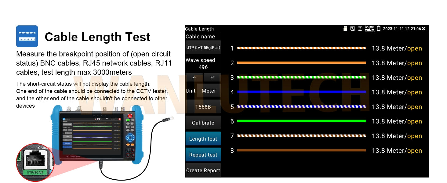 WANLUTECH CCTV Tester Essential Tool for Surveillance Camera Cable Network Testing IPC-9800CLMOVTADHS Pro