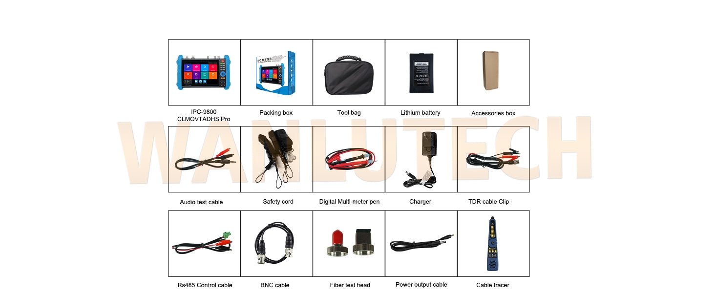WANLUTECH CCTV Tester Essential Tool for Surveillance Camera Cable Network Testing IPC-9800CLMOVTADHS Pro