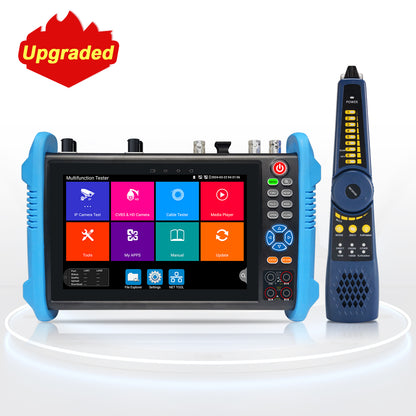 WANLUTECH Upgraded 8K IP Camera Tester, All in One CCTV Tester TVI CVI AHD SDI CVBS Camera Tester DMM OPM VFL TDR Cable Tester SFP Network Tools WiFi PoE HDMI VGA (IPC-9800CLMOVTADHS Pro)