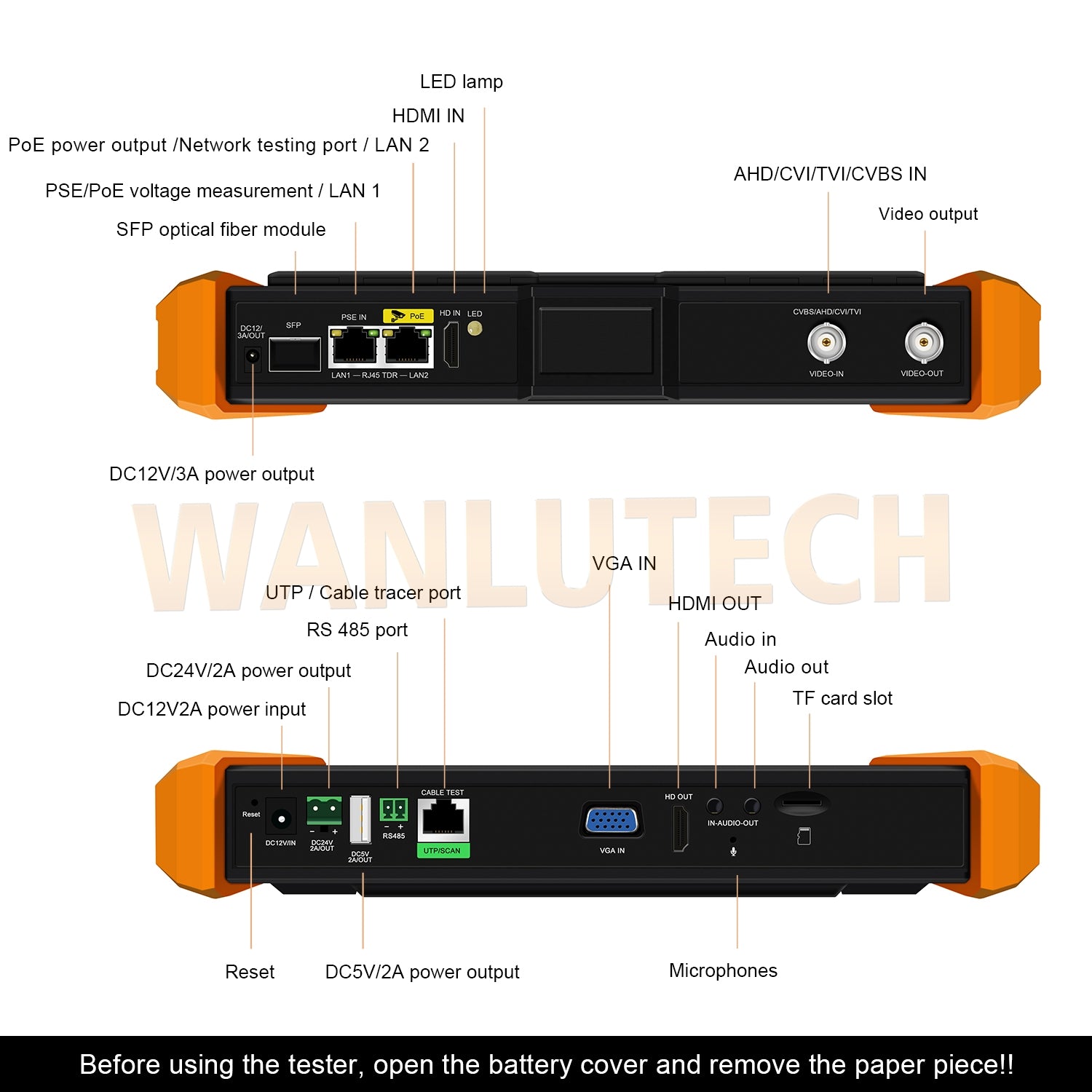 WANLUTECH CCTV Tester Essential Tool for Surveillance Camera Cable Network Testing K15-CADH