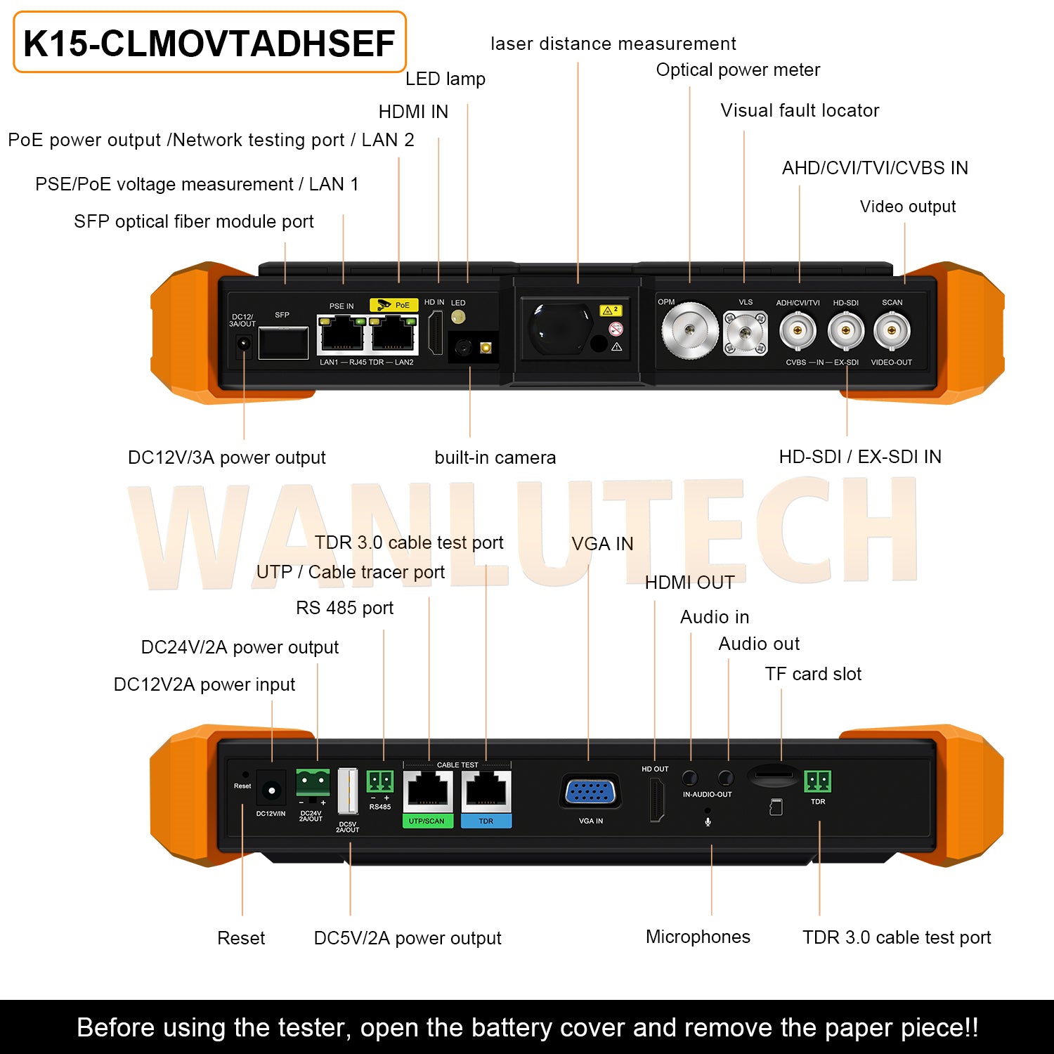 WANLUTECH CCTV Tester Essential Tool for Surveillance Camera Cable Network Testing K15-CLMOVTADHSEF