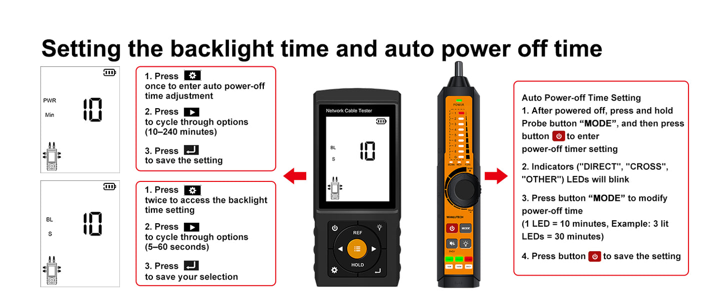 Network Tone Generator and Probe Kit with Cable Testing Capabilities like Wiremap, Length, PoE