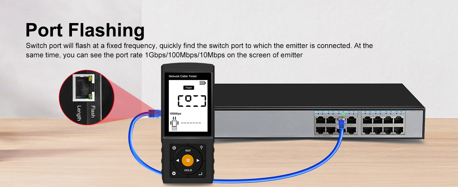 Network Tone Generator and Probe Kit with Cable Testing Capabilities like Wiremap, Length, PoE