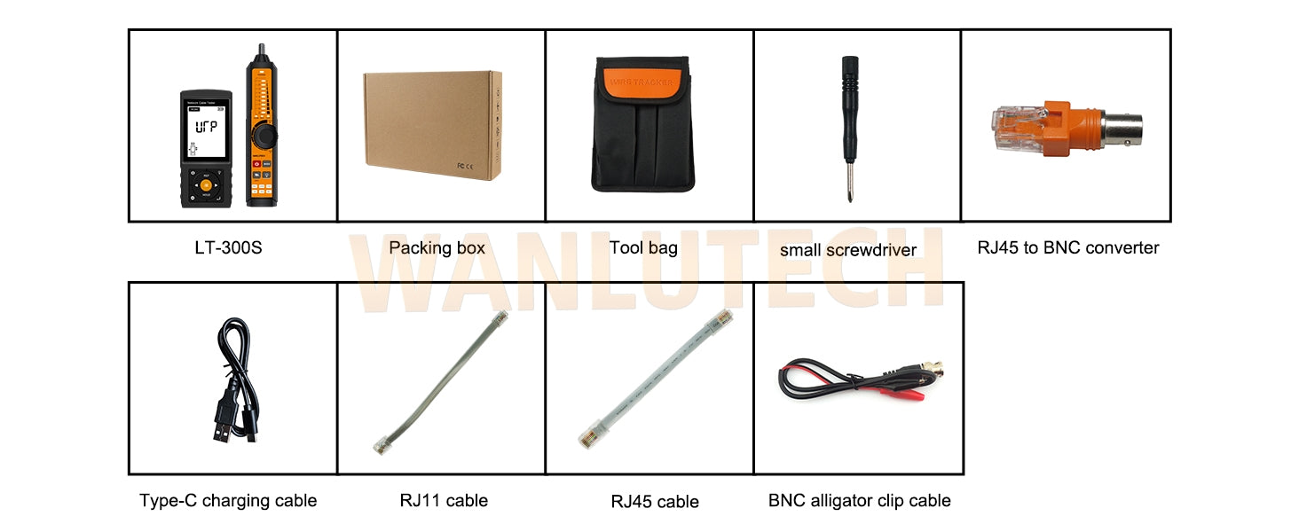 Network Tone Generator and Probe Kit with Cable Testing Capabilities like Wiremap, Length, PoE LT-300S
