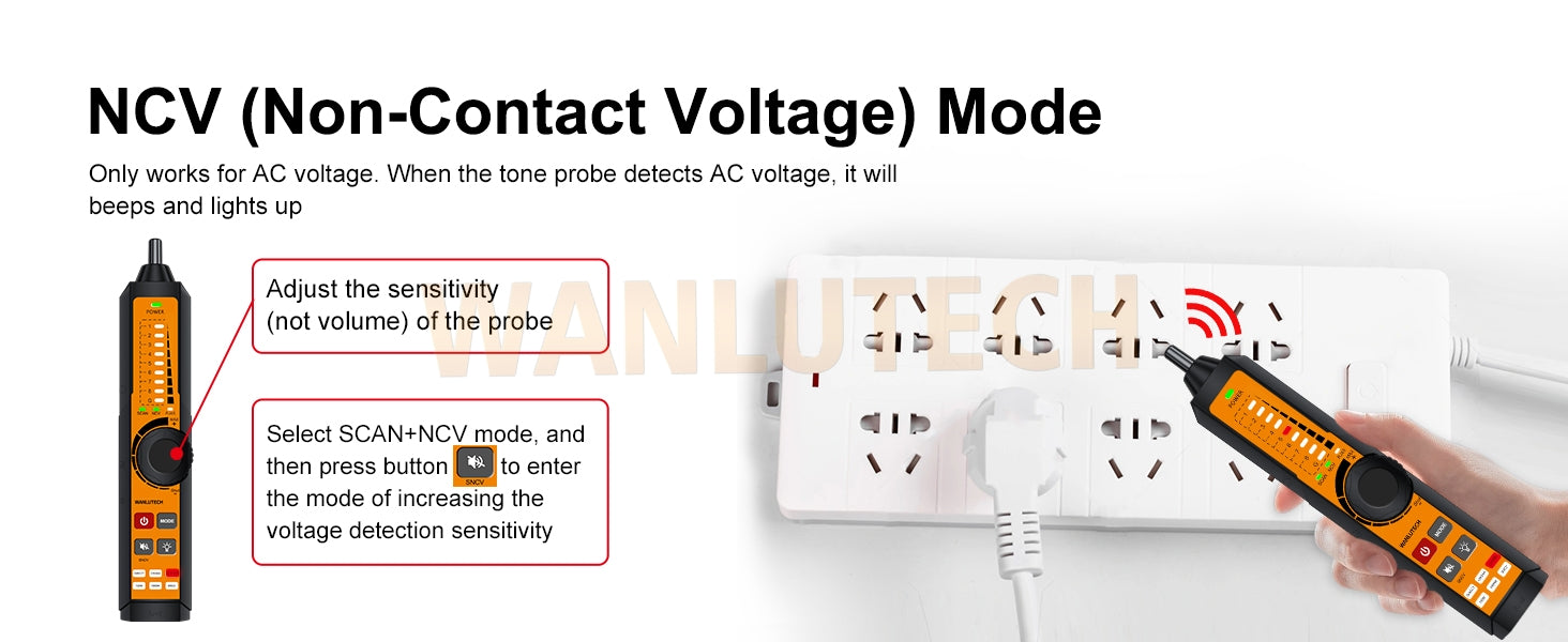 Network Tone Generator and Probe Kit with Cable Testing Capabilities like Wiremap, Length, PoE LT-300S