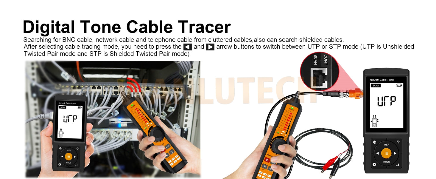 Network Tone Generator and Probe Kit with Cable Testing Capabilities like Wiremap, Length, PoE LT-300S