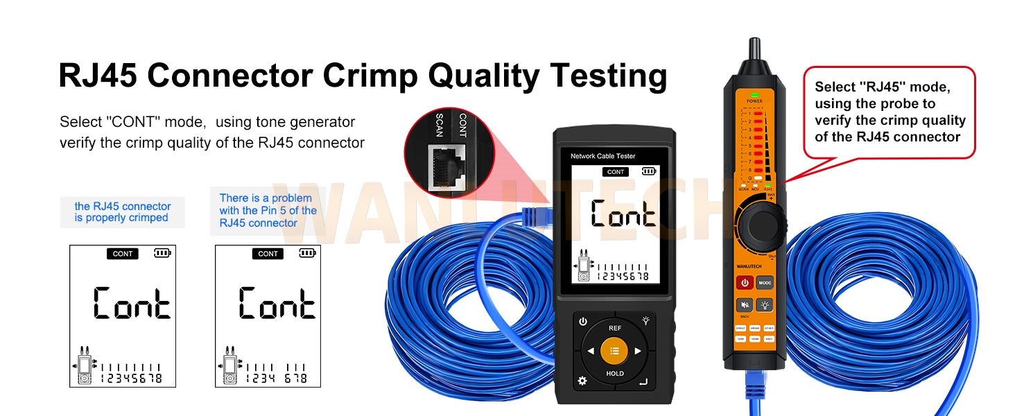 Network Tone Generator and Probe Kit with Cable Testing Capabilities like Wiremap, Length, PoE LT-300S