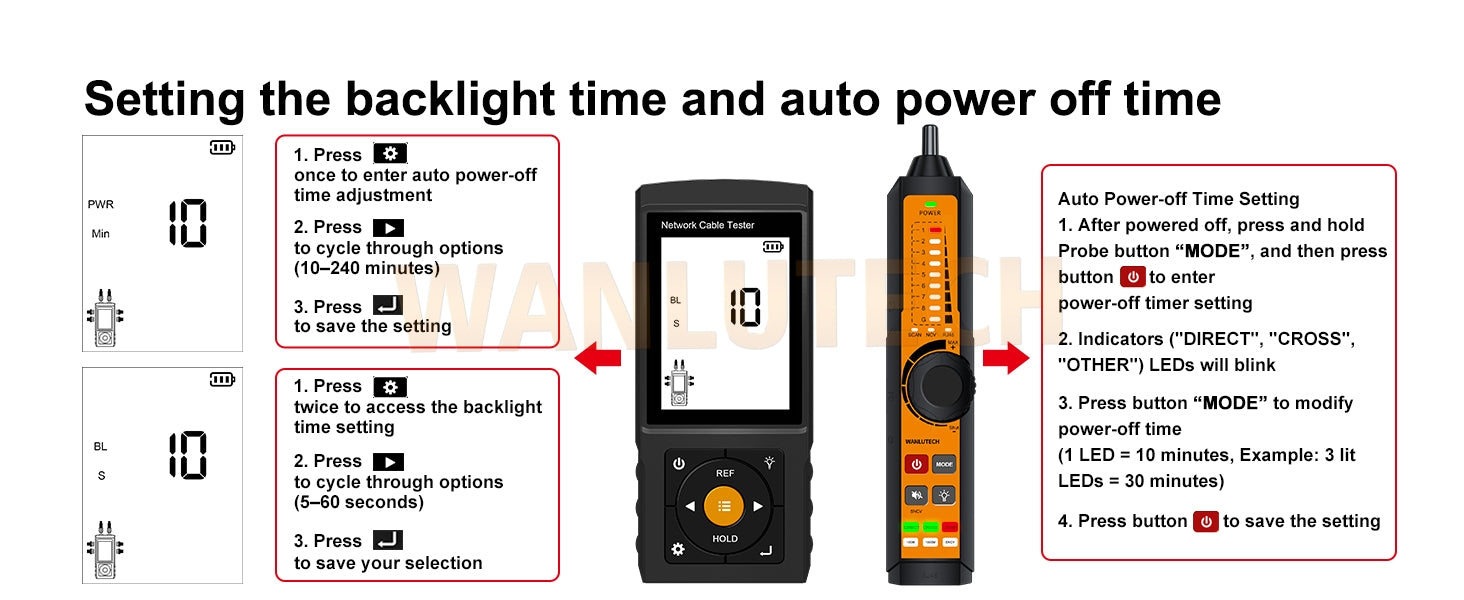 Network Tone Generator and Probe Kit with Cable Testing Capabilities like Wiremap, Length, PoE LT-300S