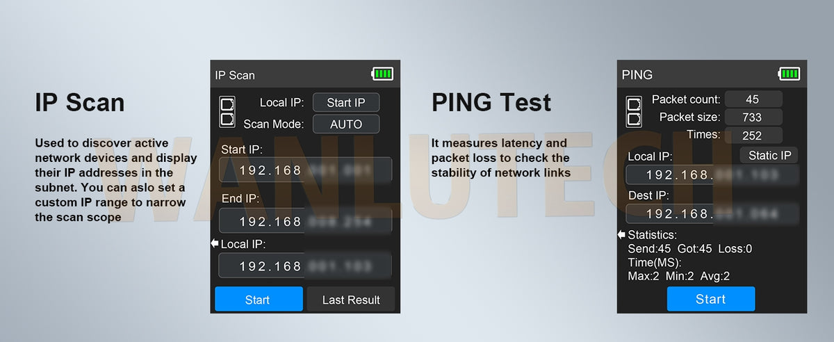Rechargeable Network Cable Tester, WANLUTECH Tone Generator with Probe Support  Optical Power Meter Visual Fault Locator Network Test PoE Test Cable Continuity Testing (LT-500S).