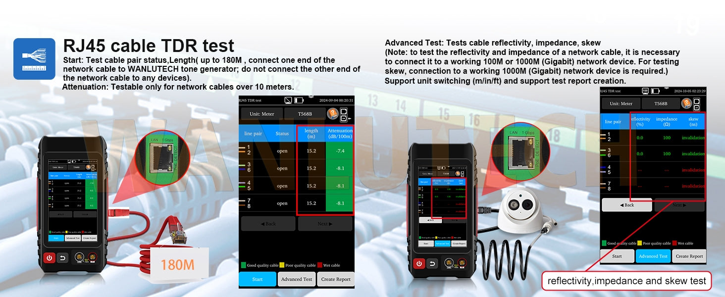 WANLUTECH Network Cable Tester, Digital Tone Generator with Probe Support Digital Multimeter Optical Power Meter Visual Fault Locator Network Test PoE Test Cable Continuity Testing (LT-600M)
