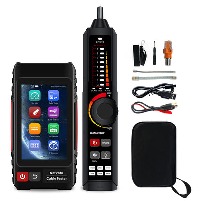 Rechargeable Network Cable Tester, WANLUTECH Tone Generator with Probe Support Digital Multimeter Optical Power Meter Visual Fault Locator Network Test PoE Test Cable Continuity Testing (LT-600S)