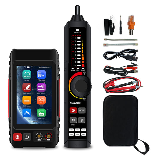 Rechargeable Network Cable Tester, WANLUTECH Tone Generator with Probe Support Digital Multimeter Optical Power Meter Visual Fault Locator Network Test PoE Test Cable Continuity Testing (LT-600T)