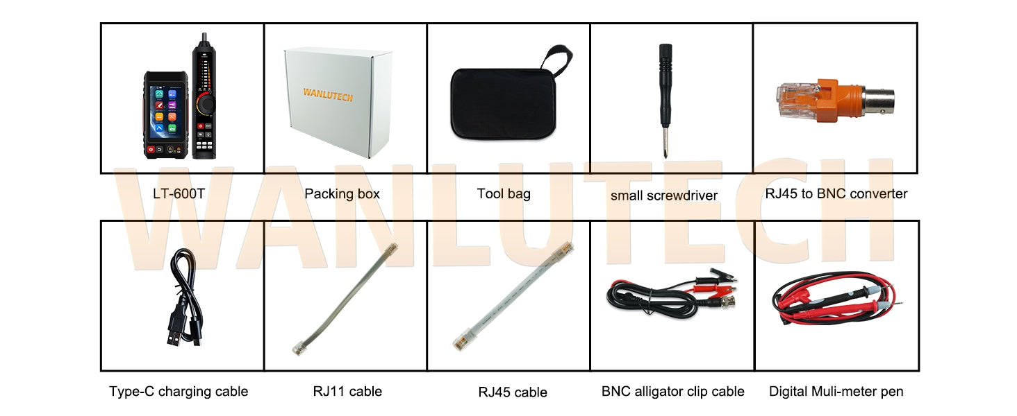 WANLUTECH All-in-One Network Cable Tester Support DMM OPM VFL TDR Cable Tester Level Meter Wire Map Continuity Test Cable Tracer PoE Check(LT-600T)