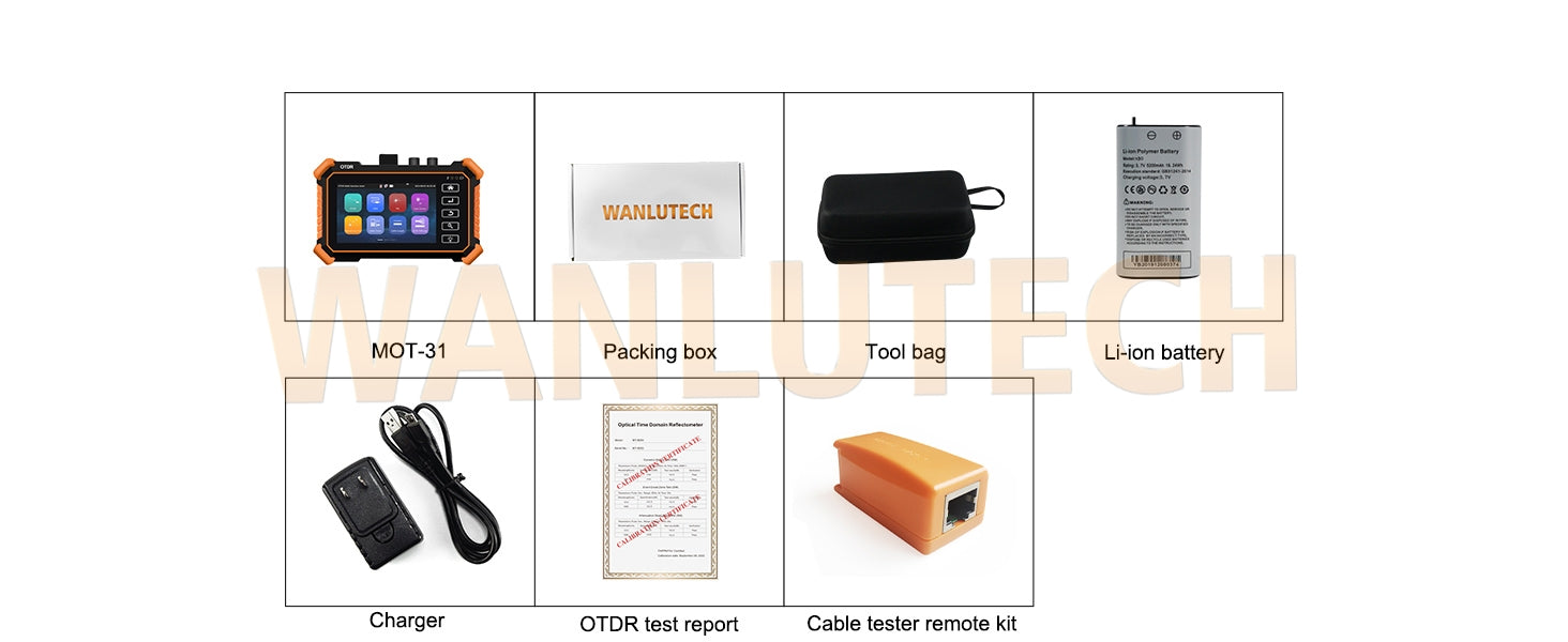 WANLUTECH OTDR Tester Optical Power Meter Visual Fault Locator Optical Loss Test Event map Essential Tool for Fiber Optical Cable Network Testing Ethernet Cable Testing MOT-31