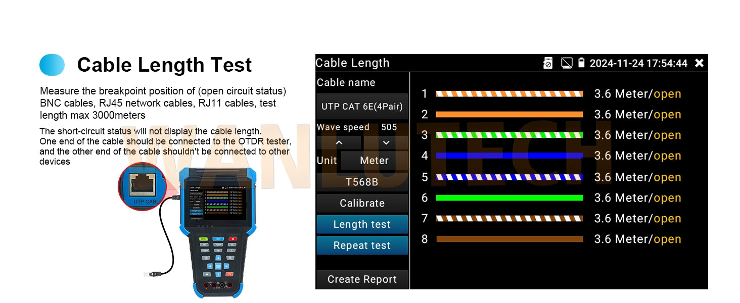 WANLUTECH OTDR Tester Optical Power Meter Visual Fault Locator Optical Loss Test Event map Essential Tool for Fiber Optical Cable Network Testing Ethernet Cable Testing MOT-35