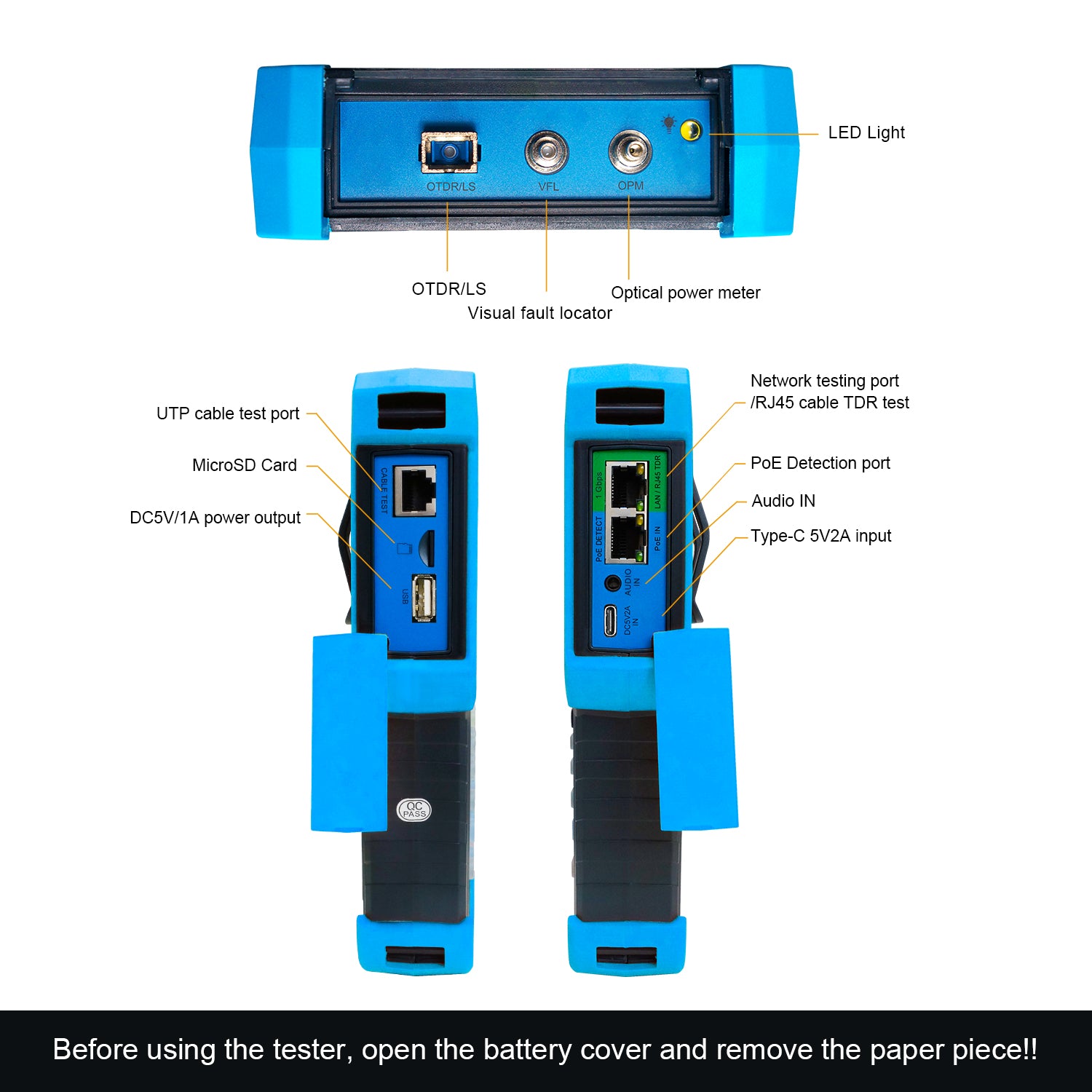 WANLUTECH OTDR Tester Optical Power Meter Visual Fault Locator Optical Loss Test Event map Essential Tool for Fiber Optical Cable Network Testing Ethernet Cable Testing MOT-35