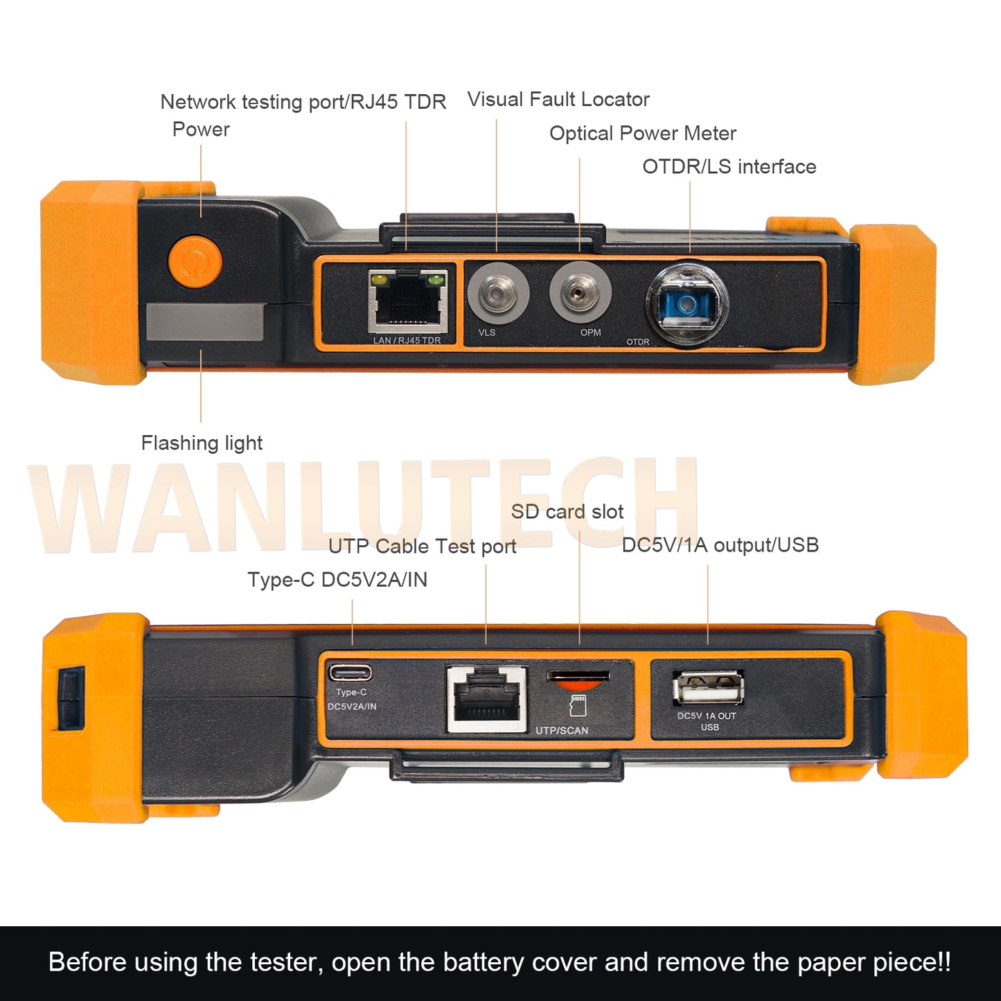 WANLUTECH OTDR Tester Optical Power Meter Visual Fault Locator Optical Loss Test Event map Essential Tool for Fiber Optical Cable Network Testing Ethernet Cable Testing MOT-51