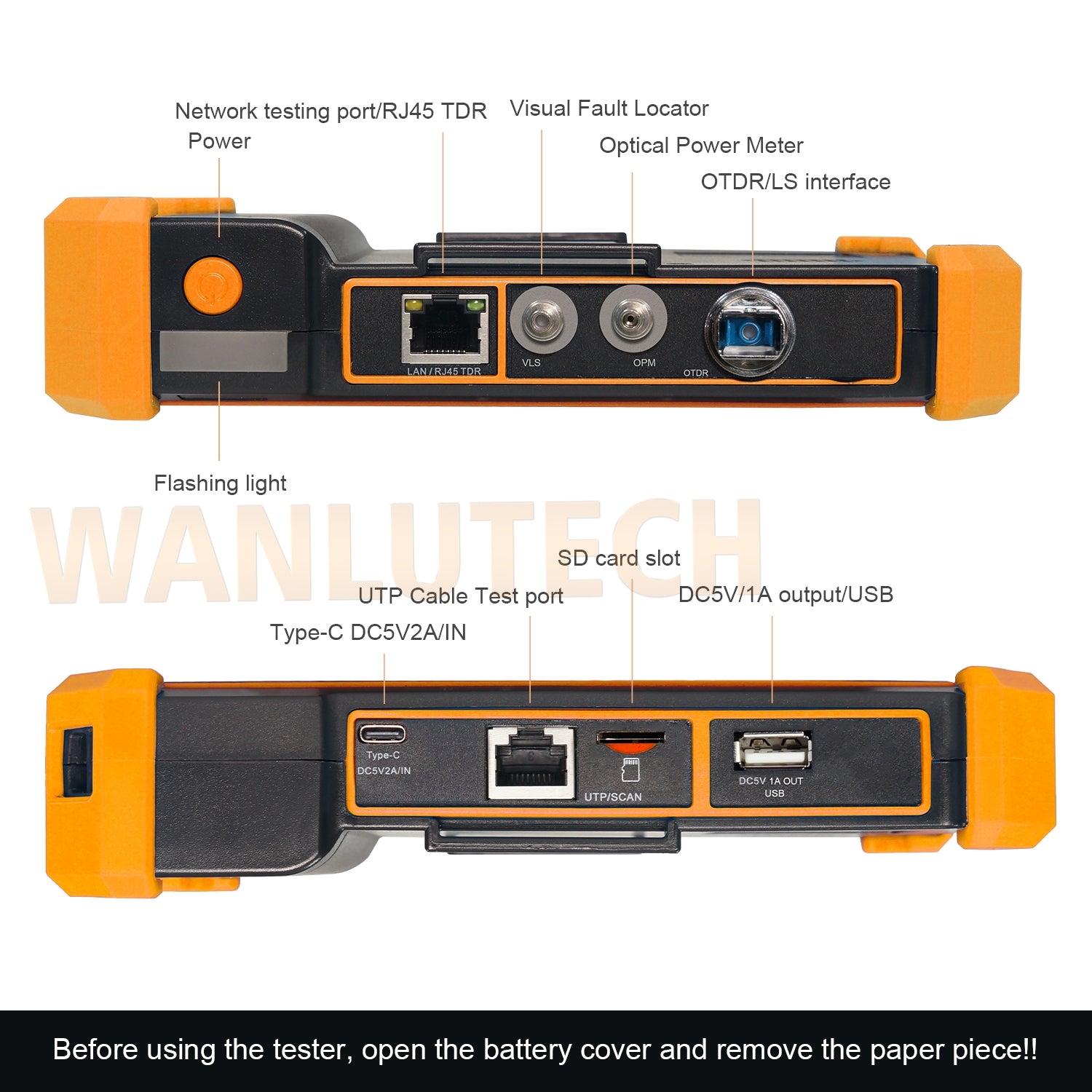 WANLUTECH OTDR Tester Optical Power Meter Visual Fault Locator Optical Loss Test Event map Essential Tool for Fiber Optical Cable Network Testing Ethernet Cable Testing MOT-51