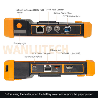 WANLUTECH OTDR Tester Optical Power Meter Visual Fault Locator Optical Loss Test Event map Essential Tool for Fiber Optical Cable Network Testing Ethernet Cable Testing MOT-51