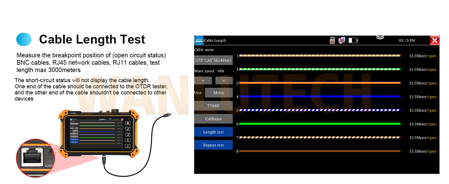 WANLUTECH OTDR Optical Power Meter Visual Fault Locator Optical Loss Test Event Map Essential Tool for Fiber Cable Network Testing MOT-51
