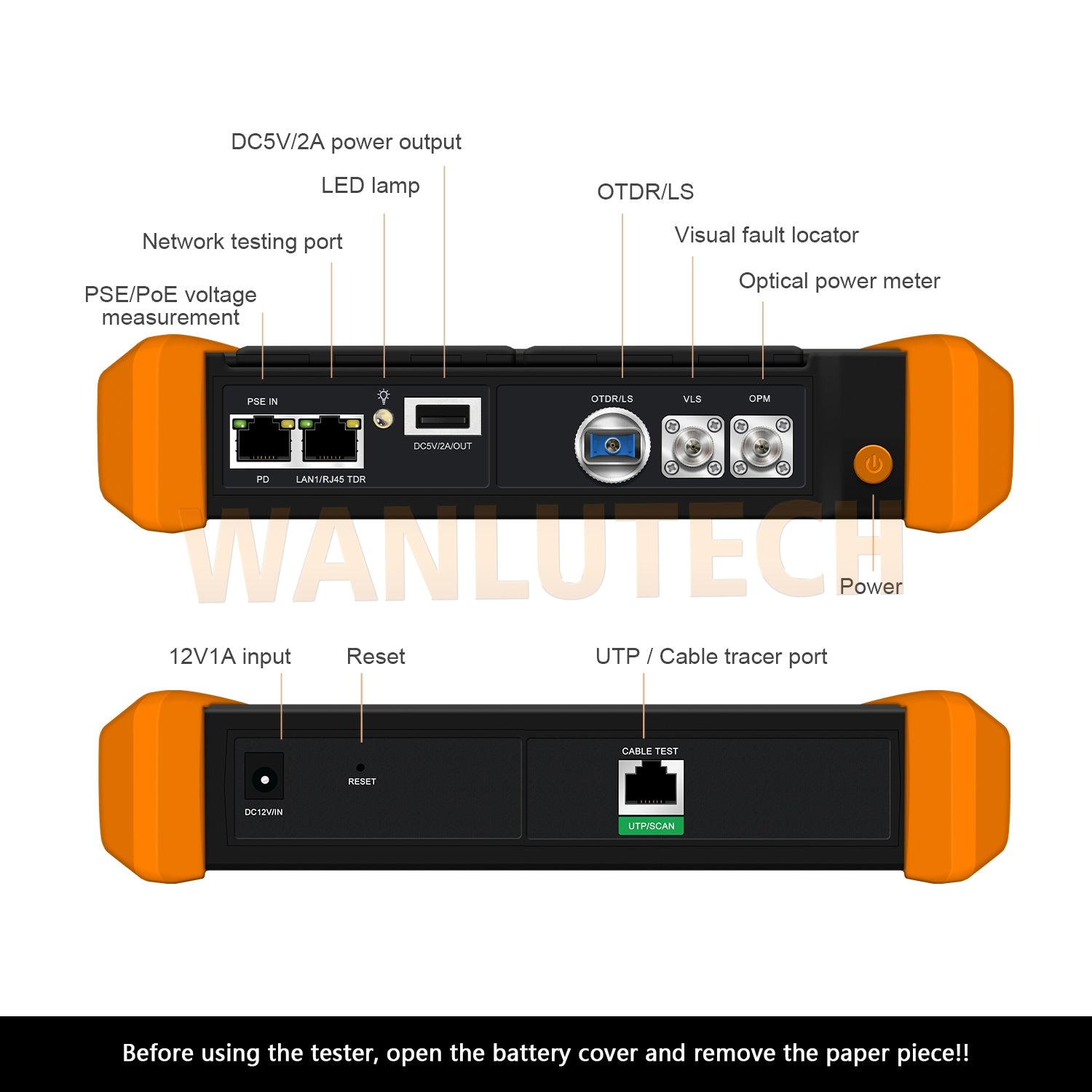 WANLUTECH OTDR Optical Power Meter Visual Fault Locator Optical Loss Test Event Map Essential Tool for Fiber Cable Network Testing  MOT-65