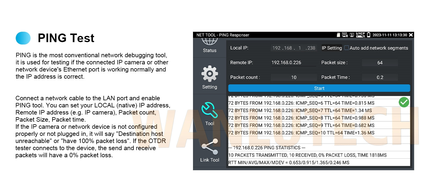 WANLUTECH OTDR Optical Power Meter Visual Fault Locator Optical Loss Test Event Map Essential Tool for Fiber Cable Network Testing MOT-65 