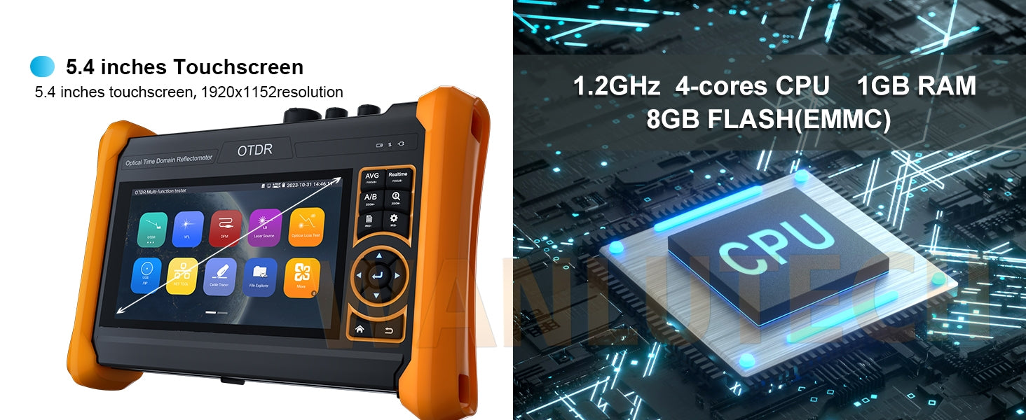 WANLUTECH OTDR Optical Power Meter Visual Fault Locator Optical Loss Test Event Map Essential Tool for Fiber Cable Network Testing MOT-65 