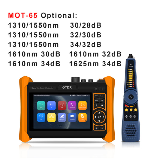 WANLUTECH OTDR Optical Power Meter Visual Fault Locator Optical Loss Test Event Map Essential Tool for Fiber Cable Network Testing  MOT-65