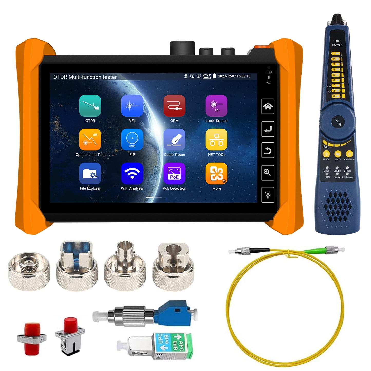 WANLUTECH OTDR Optical Power Meter Visual Fault Locator Optical Loss Test Event Map Essential Tool for Fiber Cable Network Testing MOT-73