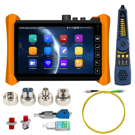 WANLUTECH OTDR Optical Power Meter Visual Fault Locator Optical Loss Test Event Map Essential Tool for Fiber Cable Network Testing MOT-73