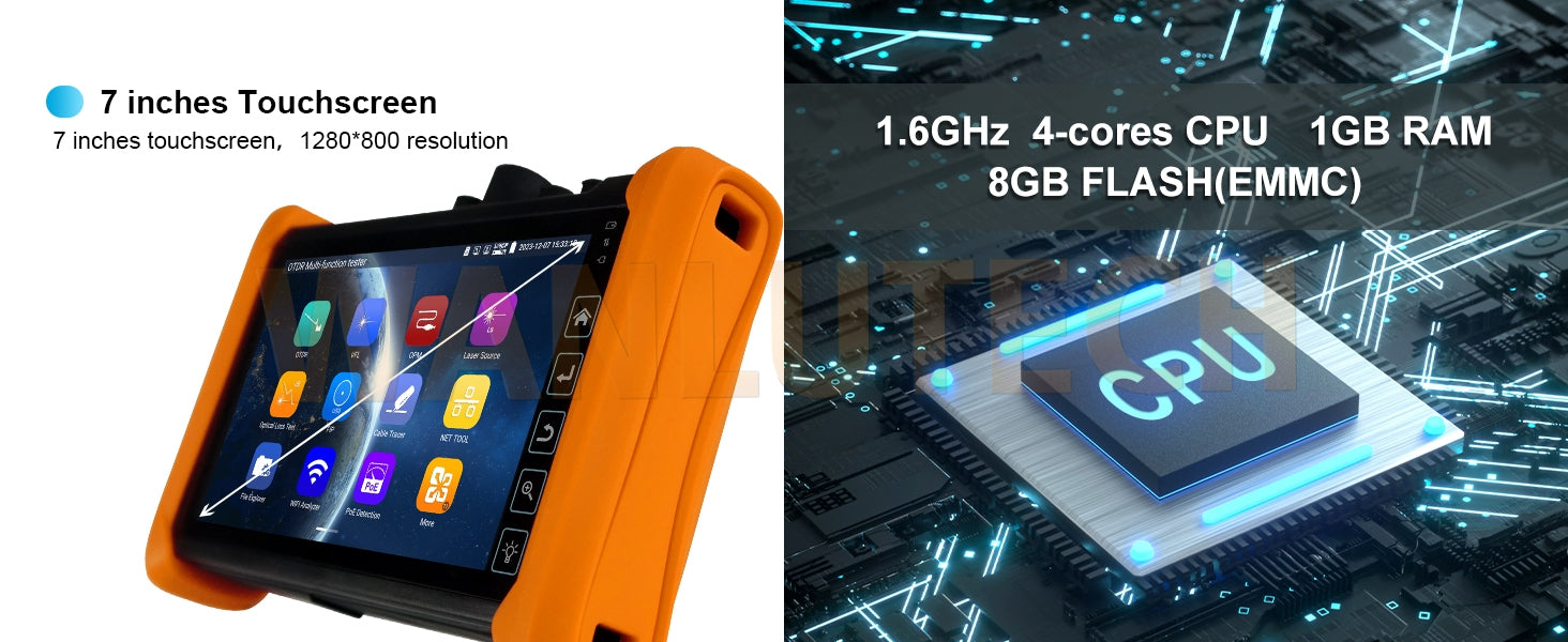 WANLUTECH OTDR Optical Power Meter Visual Fault Locator Optical Loss Test Event Map Essential Tool for Fiber Cable Network Testing MOT-73